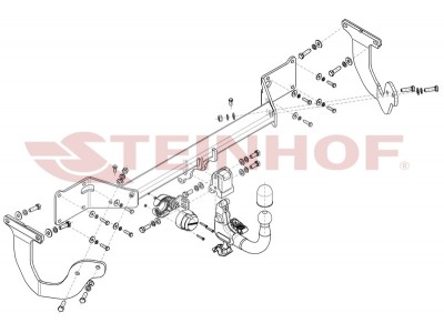 Фаркоп для Citroen Spacetourer, Peugeot Traveller, Citroen Jumpy, Peugeot Expert, Toyota Proace, Toyota Proace Verso( 2016-н.в.), Opel Zafira Life 2019-н.в., Opel Vivaro 2019-н.в. вертикальное быстросъемное крепление шара на ключе №T-184