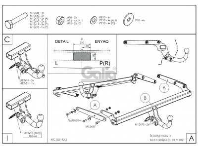 Фаркоп оцинкованный для Skoda Enyaq iV 2021-н.в., Volkswagen ID.4 2020-н.в. условно-съемное крепление шара №S142A