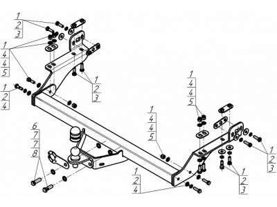 Фаркоп с оцинк. шаром для JAC T9 2024-н.в. фланцевое крепление шара