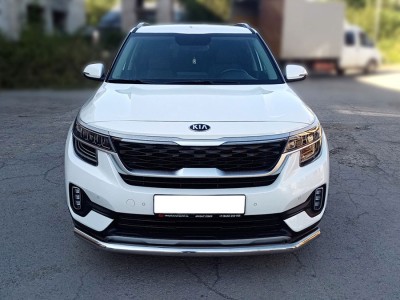 Защита переднего бампера одинарная d-60 Технотекдля Kia Seltos 2019 – н.в.
