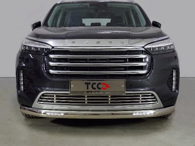 Защита передняя нижняя (овальная с ДХО) 75х42 мм для Exeed VX 2.0L 4WD 2021 – н.в. EXEEDVX21-14