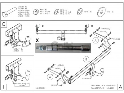Фаркоп оцинкованный для Lada Xray 2015-2022, Lada Xray Cross 2018-2022 условно-съемное крепление шара №L029A