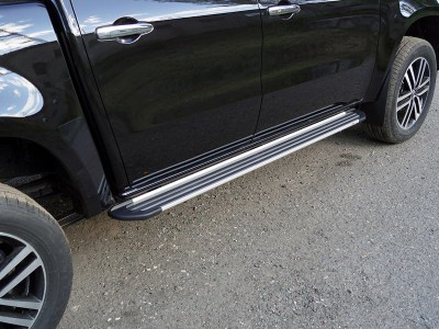 Пороги алюминиевые Slim Line Silver для Mercedes-Benz X-Class № MERXCL18-18S