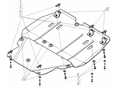 Усиленная защита картера двигателя, КПП (2 мм, сталь) для Dodge Grand Caravan 2007-2010, 2010-2020, Chrysler Town&Country 2007-2010, 2010-2016