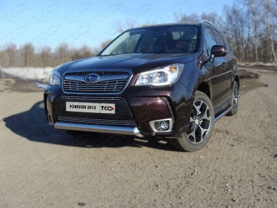 Защита передняя овальная короткая 75х42 мм для Subaru Forester SJ № SUBFOR13-01