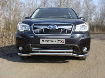 Защита передняя двойная 60-42 мм для Subaru Forester SJ № SUBFOR13-21