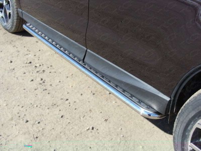 Пороги с площадкой алюминиевый лист 42 мм для Subaru Forester SJ № SUBFOR13-05