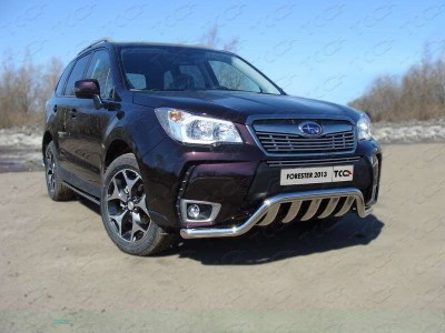 Защита передняя Кенгурятник с вставкой 60-75 мм для Subaru Forester SJ № SUBFOR13-03