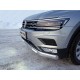 Защита передняя овальная с ДХО для Offroad 75х42 мм ТСС для Volkswagen Tiguan 2016-2021