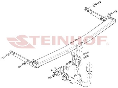 Фаркоп для Skoda Octavia III лифтбек/универсал 2013-2020, Volkswagen Golf VII хетчбек 5 дверей 2012-2019, Audi A3 хетчбек 3/5 дверей 2012-2020, Seat Leon хетчбек 3/5 дверей 11/2012-2020 вертикальное быстросъемное крепление шара на ключе №V-063