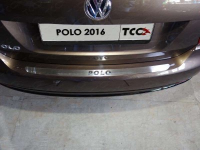 Накладка на задний бампер лист шлифованный надпись Polo для Volkswagen Polo № VWPOLO16-15