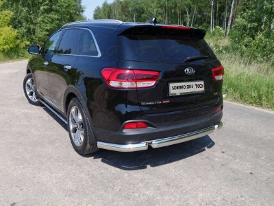 Защита задняя овальные уголки 75х42 мм для Kia Sorento Prime № KIASOR15-21