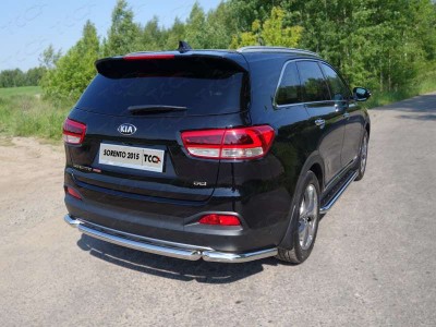 Защита заднего бампера короткая 60 мм для Kia Sorento Prime № KIASOR15-16