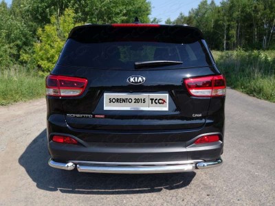 Защита заднего бампера короткая 60 мм ТСС для Kia Sorento Prime 2015-2017