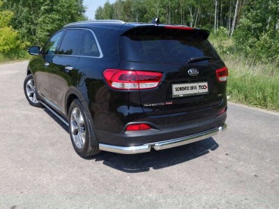 Защита заднего бампера овальная короткая 75-42 мм для Kia Sorento Prime № KIASOR15-18