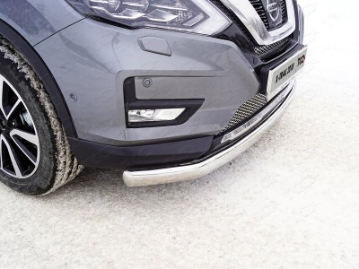 Защита передняя овальная 75х42 мм ТСС для Nissan X-Trail T32 2018-2021