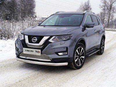 Защита передняя овальная 75х42 мм для Nissan X-Trail T32 № NISXTR18-19