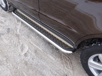Пороги с площадкой алюминиевый лист 42 мм для Geely Emgrand X7 № GEELEMGX718-14
