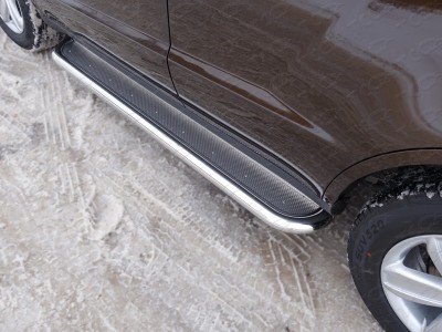 Пороги с площадкой нержавеющий лист 60 мм для Geely Emgrand X7 № GEELEMGX718-17