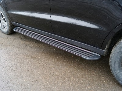 Пороги алюминиевые Slim Line Black для Geely Emgrand X7 № GEELEMGX718-22B