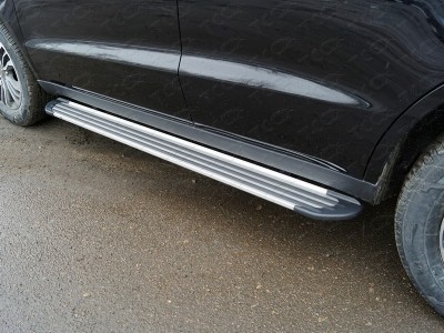 Пороги алюминиевые Slim Line Silver для Geely Emgrand X7 № GEELEMGX718-22S