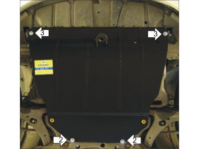 Усиленная защита картера двигателя, КПП (2 мм, сталь) для Toyota Matrix 2008-2014, Toyota Avensis седан/универсал/хетчбек 2003-2008, Pontiac Vibe 2008-2010
