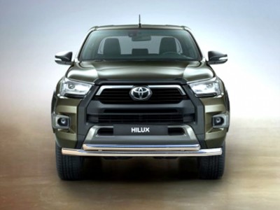 Защита переднего бампера двойная d-76+60 для Toyota Hilux VIII Рестайлинг 2020 – н.в. TH20_1.1