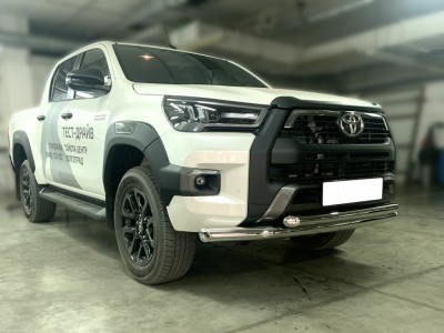 Защита переднего бампера двойная d-76+60 для Toyota Hilux 2020 – н.в. TH20_1.1BO