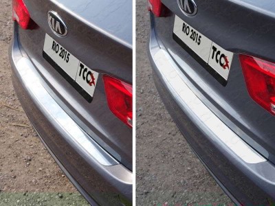 Накладка на задний бампер шлифованный лист для Kia Rio № KIARIO15-08