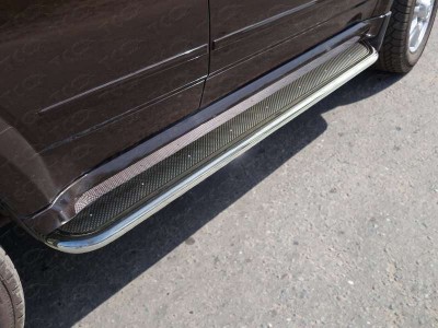 Пороги с площадкой нержавеющий лист 42 мм для Great Wall Hover H5 № GRWALH514-10