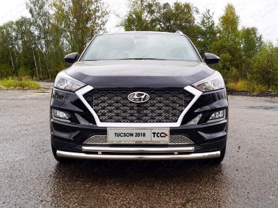 Защита передняя двойная 60-42 мм для Hyundai Tucson № HYUNTUC18-18