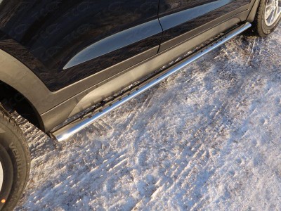 Пороги овальные с проступью 75х42 мм для Hyundai Tucson № HYUNTUC18-21