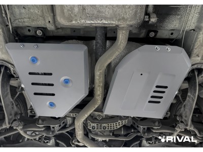 Защита топливного бака (алюминий) + комплект крепежа для Jaecoo J7 2024-н.в. (V - 1.6, робот, 4WD)
