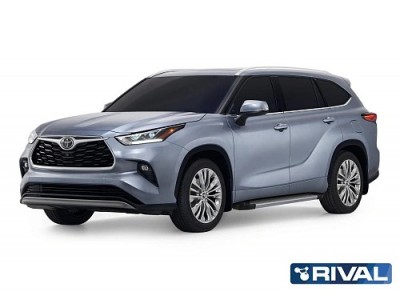 Порог-площадка "Silver" F180AL Rival + комплект крепежа для Toyota Highlander 2020-н.в. №F180AL.5711.1