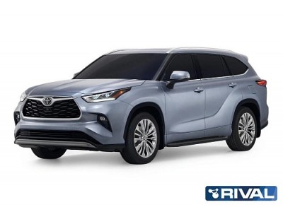 Порог-площадка "Premium-Black" A180ALB Rival + комплект крепежа для Toyota Highlander 2020-н.в. №A180ALB.5711.1