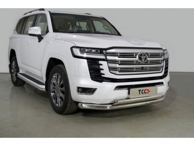Защита переднего бампера двойная 76-75 мм для Toyota Land Cruiser 300 70TH ANNIVERSARY 2021–н.в.