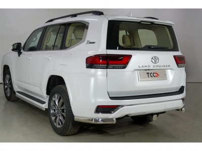 Защита заднего бампера уголки овальные 75х42 мм для Toyota Land Cruiser 300 70TH ANNIVERSARY 2021–н.в.