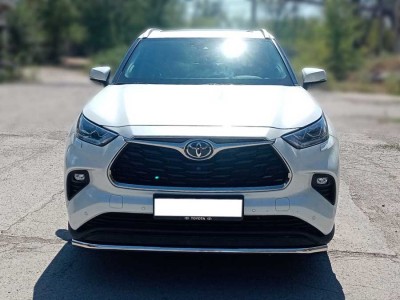 Защита переднего  бампера d-43 одинарная для Toyota Highlander 2019 – н.в. HYG2019_1.1