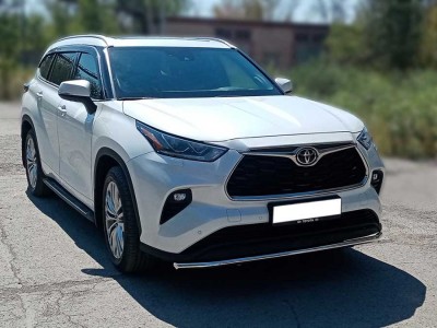 Защита переднего  бампера d-43 одинарная для Toyota Highlander 2019 – н.в.