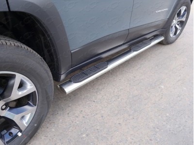 Пороги труба овальная с накладками 120-60 мм для Jeep Cherokee Trailhawk № JEEPCHERTRAIL14-08