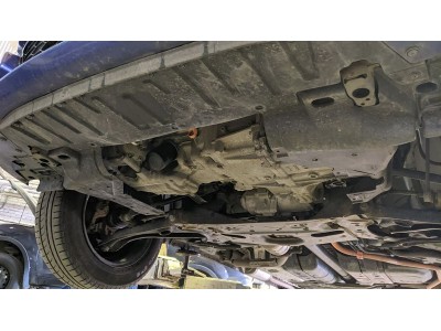 Защита картера двигателя, КПП (2 мм, сталь) для Honda Fit 2013-2020 (V = 1.5 AT 4WD)