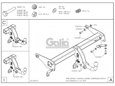 ТСУ Фаркоп оцинкованный Galia шар A для Chevrolet Captiva/Opel Antara № O065A