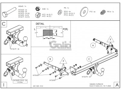 ТСУ Фаркоп оцинкованный Galia шар C съемный для Subaru Outback № S116C