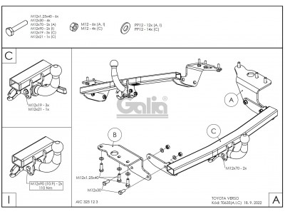 ТСУ Фаркоп оцинкованный Galia шар BMA съёмный для Toyota Verso № T063C