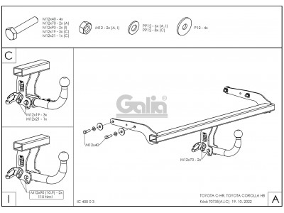 Фаркоп Galia шар С оцинкованный, быстросъемное крепление для Toyota C-HR № T073C