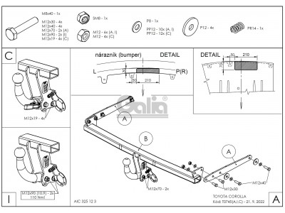 Фаркоп Galia шар А полностью оцинкованный для Toyota Corolla № T074A