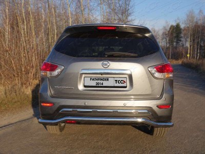 Защита заднего бампера 60 мм ТСС для Nissan Pathfinder 2014-2021