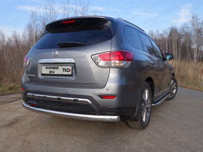 Защита заднего бампера овальная 75х42 мм для Nissan Pathfinder № NISPAT14-18