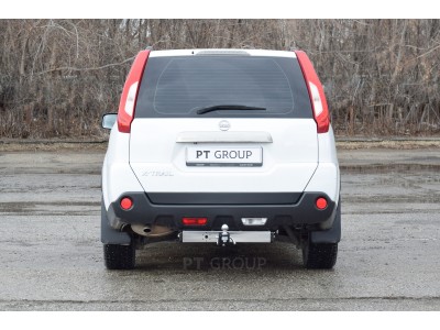 Фаркоп с нержавеющей накладкой для Nissan X-trail T31 2007-2014 съемное крепление шара под американский квадрат