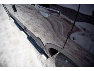Пороги труба овальная с накладками 75х42 мм для Nissan X-Trail № NISXTR11-10